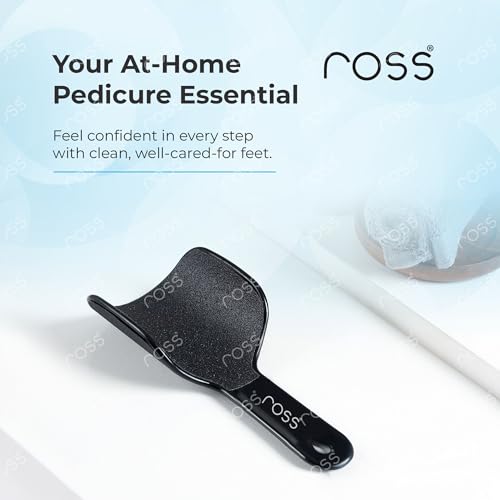 Image of Ross Curved Foot File Scrubber - Wide Surface Callus Remover for Cracked Heels & Dead Skin | Pedicure Tool with Anti-Slip Handle & Hanging Loop | Professional Foot Care for Smooth Feet (Black)