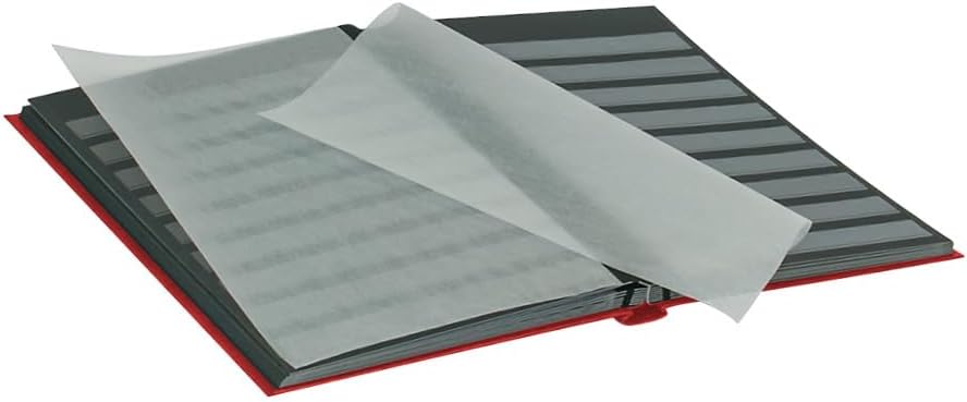 LINDNER Das Original Stockbook Standard, red, Unpadded, 32 Black Pages, Transparent Strips, 9,05x12,00 inches