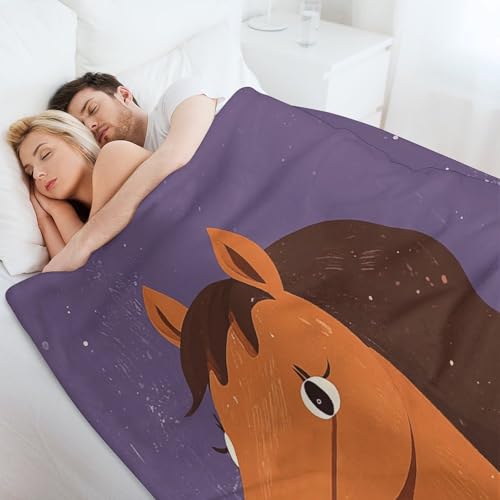 Couverture en flanelle douce au design équestre raffiné
