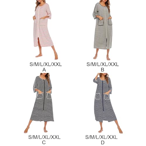 Robe de nuit en polyester gris à fermeture éclair confort L
