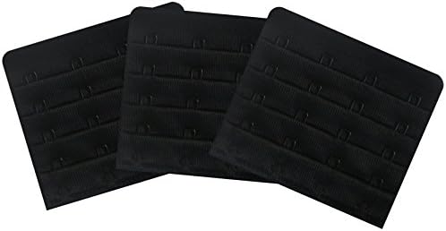 N NAANSI Women Bra Extensions,Sturdy Bra Band Extender 4 Hooks for Plus Size Black,3 Pack
