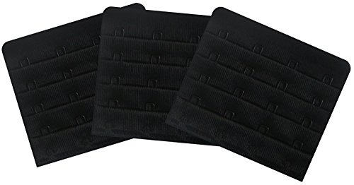 N Naansi Women Bra Extensions,Sturdy Bra Band Extender 4 Hooks For Plus Size Black,3 Pack #TOP18
