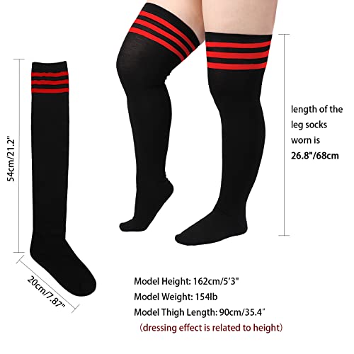 Image of DRESHOW Plus Size Thigh High Socks Striped Over Knee Long Boot Stockings Knee High Tube Socks Leg Warmers for Women