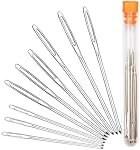 Large-Eye Blunt Needles, Hekisn 9 Piece Stainless Steel Yarn Knitting Needles, Sewing Needles, Crafting Knitting Weaving Stringing Needles,Perfect for Finishing Off Crochet Projects (9 Pcs)