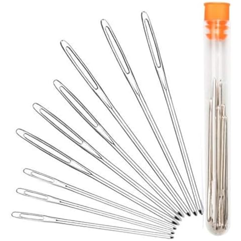 Hekisn Large-Eye Blunt Needles, Stainless Steel Yarn Knitting Needles, Sewing Needles, Crafting Knitting Weaving Stringing Needles,Perfect for Finishing Off Crochet Projects (9 Pieces) Cover