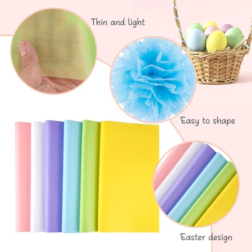 Image of NEBURORA 60 Sheets Multicolor Tissue Paper Spring Easter Gift Wrapping Paper Decorative Art Paper for DIY Easter Birthday Holiday Party Packing Decoration