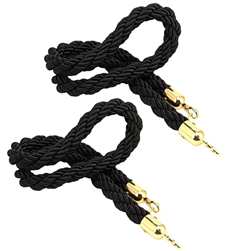 Corde de barrière VIP noire de 1m avec mousqueton doré élégant pour guidage haut de gamme