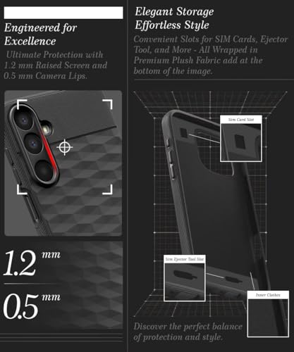 Image of WOW IMAGINE Back Cover for Samsung Galaxy M16 5G | Galaxy F16 5G with Hexa Cube Design | Ultra Slim Rubberised Case | Inner Velvet Fabric | Silicone Flexible Mobile Case | Camera Protection - Black