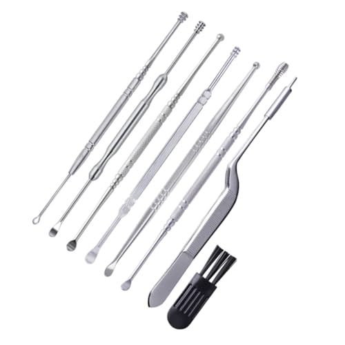 KOMBIUDA Ear Picker Set 7 Piece Ear Cleaning Kit Ear Wax Remover Tool Stainless Steel Safe for Ages Easy to Carry