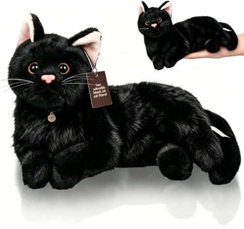 ibasenice - Peluche realista em forma de gato (30 cm), cor preta
