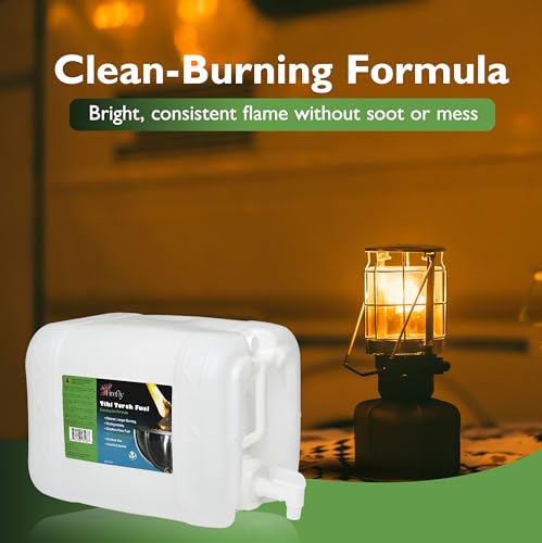 Image of Firefly Fuel Tiki Torch Fuel - Clean-Burning Outdoor Lamp Oil for Tiki Torches and Lanterns. Low Smoke, Eucalyptus Formula, Long-Lasting - Outdoor Patio & Garden Use - 5 Gallons