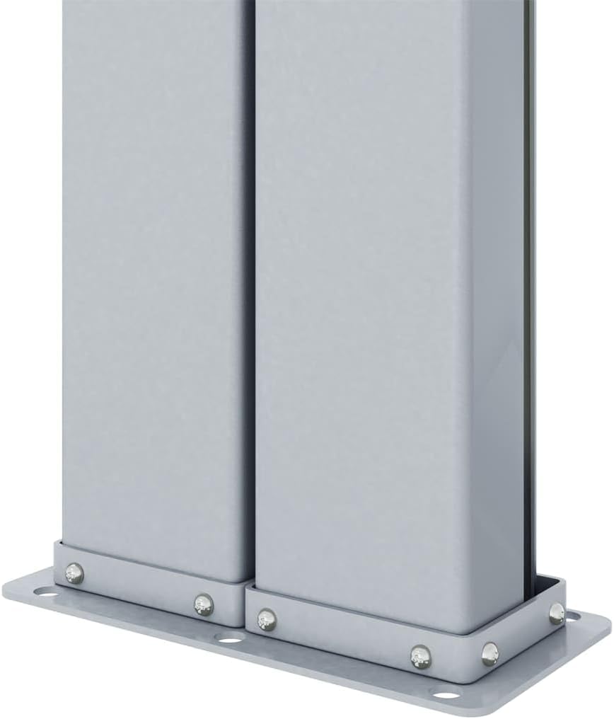 Main awning unit in its retracted state, showing the housing and fabric roll.