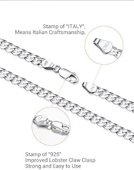 PROSILVER 925 Zilver en Witgouden Herenketting, 2,8mm Cubaanse Ketting, Lengte 66cm, Halsketting Man Vrouw, HipHop Rapper Cadeau-Ideeën