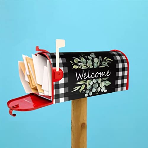 Spring Welcome Mailbox Covers Magnetic Standard Size 18" X 21", Buffalo Plaid Wreath Mailbox Covers Mail Wraps Cover Letter Post Box For Gardern Yard Outdoor Decor #TOP6