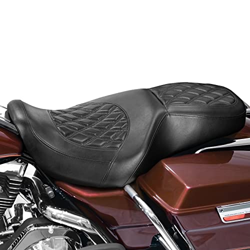 Two-Up Motorcycle Rider Passenger Seat Fit For Harley Touring Road King 1997-2007 Street Glide 2006-2007 (Black Stitching) #TOP1