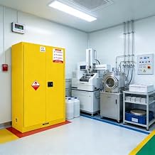 73" H 49" D 23" W Flammable Storage Cabinet, Fireproof Chemical Flammable Liquid Storage Cabinet, for Industrial and House, Yellow