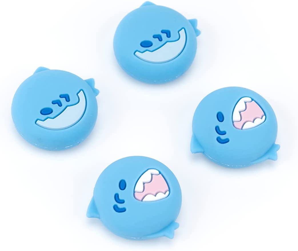 GeekShare Lindas Tapas de Silicona para Agarre del Pulgar Joycon, Cubierta de Joystick Compatible con Switch/OLED/Switch Lite, 4 Piezas - Baby Shark