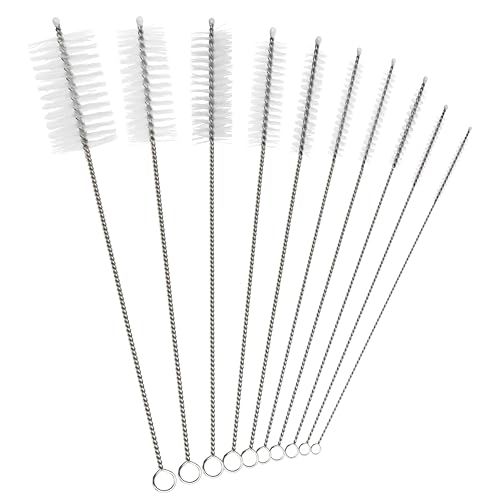 Pipe Perfect Straw Cleaning Brush Set – 10 Pack, 8-Inch Nylon Tube Pipe Cleaners in 10 Different Sizes, Reusable for Bottles, Pipes & Kitchen Use