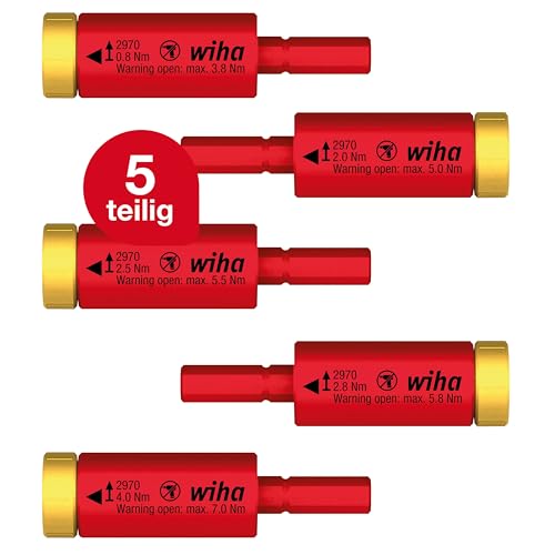 Wiha Drehmoment Set easyTorque Adapter electric für slimBits und slimVario Halter 5-teilig I Drehmoment-Adapter I 0,8-4,0 Nm I VDE geprüft (41479)