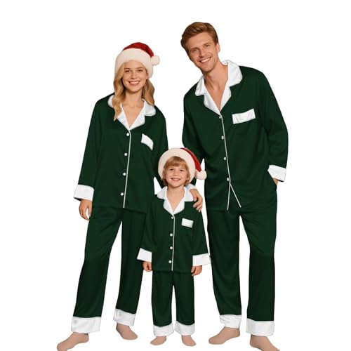 MJGkhiy Pigiama Natale Famiglia Coordinati Seta Pigiami Abbinati Coppia Natalizio