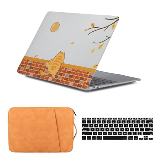 Funda MacBook Air 15 contra arañazos con diseño gato claro y bolsa suave