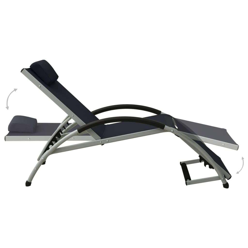 Leżak do opalania z poduszką, kolor czarny, regulowany i składany, odporny na warunki atmosferyczne stelaż aluminiowy, ergonomiczny leżak ogrodowy na balkon, taras i basen do relaksu