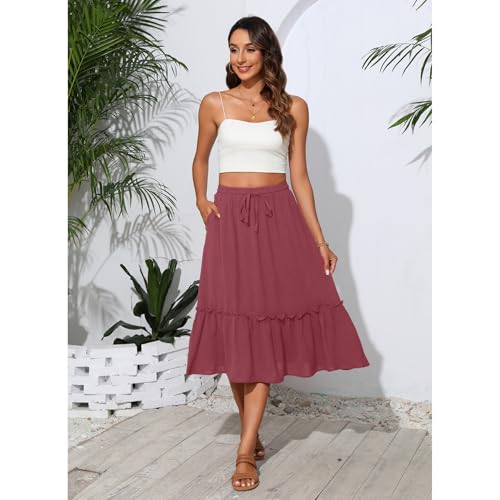 Image of Witsmile High Waist Tiered Skirts for Women Flowy Skirts for Women Long Length with Pockets 2026 Fashion Trendy