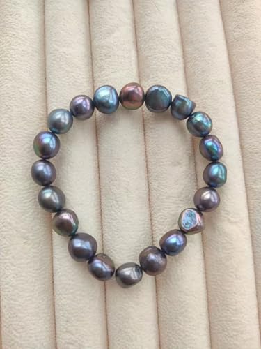 Image of Cultured Freshwater Bracelet Real Pearl Baroque Stretch 7 Inch, 8-9 mm For Women Girls Mother Gift