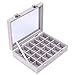 Produktbild JuanYa 24 Slot Samt Flausch Schmuckkasten Schmuckkoffer Schmuck-Display-Box Gespiegelt Ringe Orringe Aufbewahrungsbox,Grau