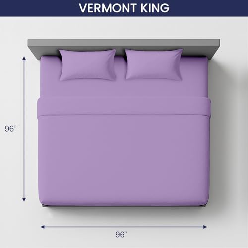 Image of SGI bedding 96 inch W x96 L 4Pc Vermont King Sheet Set 100% Egyptian Cotton - 600 Thread Count, Fits 15 inch Deep Pocket - Soft Breathable Oversized Sheets, for Extra Large Beds - Lilac