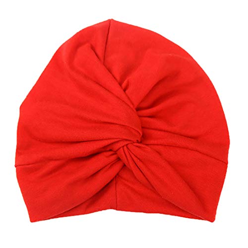 Boomly Carino Moda Elastico Morbido Baby Hat avvolgere la testa Turbante Berretto avvolgere infantile Bambino Neonato Cappello incrociato in Cotone Copricapo (Rosso)