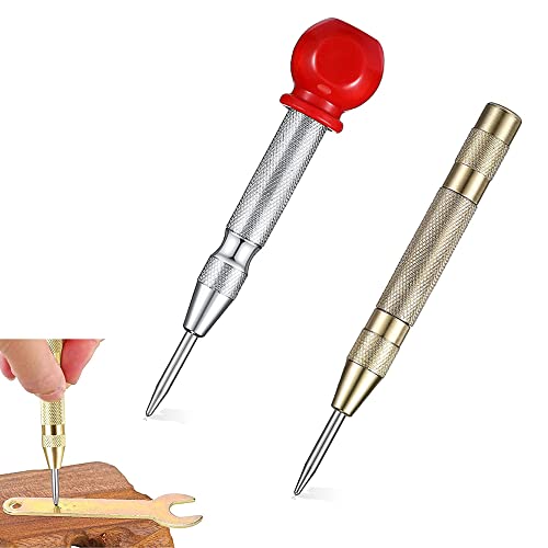 2 piezas Herramienta De Perforación Central De Impacto Punzón Central Automático Herramienta De Perforación Perforadora AutomáTica De Metal PunzóN Herramienta para Romper Ventanas de Coche 2 modelos Cover