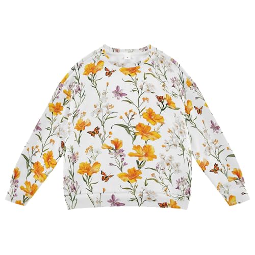 JUNZAN Aesthetic Freesia White Little Girls Hoodie Sweatshirt Fleece Hoodie for Boys Camping 4T