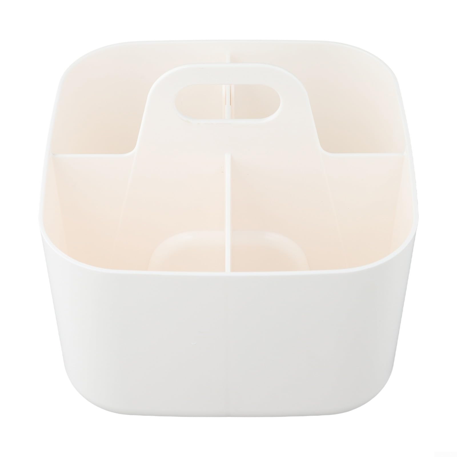 Cestino portaoggetti impilabile con manico in plastica, portatile, per ufficio, cucina, bagno, soggiorno, prodotti cosmetici, giocattoli, piedini antiscivolo, facile da pulire (bianco)