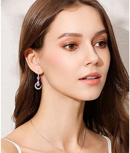 925 Sterling Silver Drop Dangle Earrings for Women Girls Sparkling Star Moon Earrings Crystal Earrings Asymmetric Jewellery Gift for Women Girls