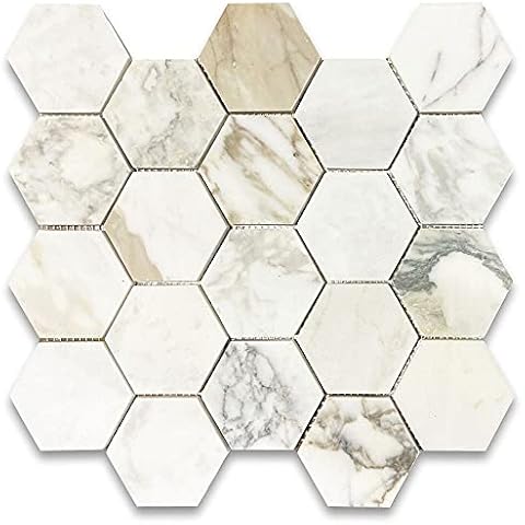 Calacatta Gold 3" Hexagon Marble Tile by Tenedos Cover