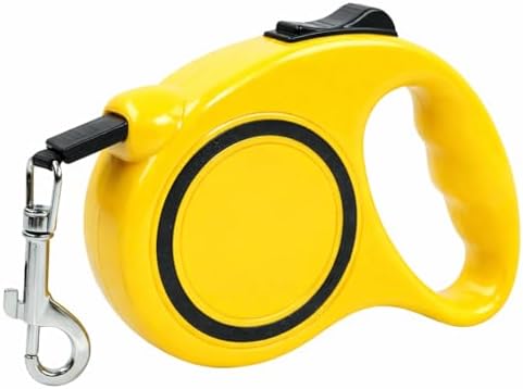 Makaralı Otomatik Köpek Tasması 5 Metre Sarı – Geri Çekilebilir Kilitli Makara Sistemi – Dayanıklı Şerit Halat – Ergonomik Kaymaz Sap – Küçük ve Orta Irklar İçin - Görsel 2