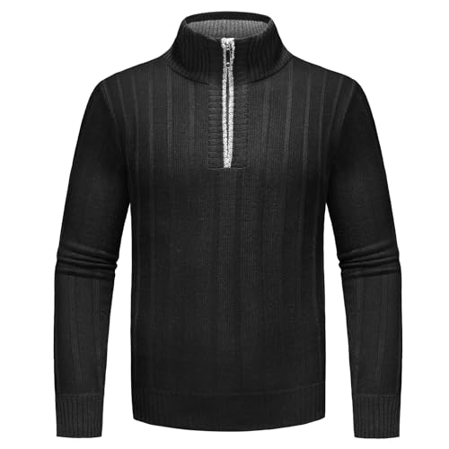 Lamgool Men's 1/4 Zip Pullover Polo Knit Sweater Casual Warm Fall Winter Spring2