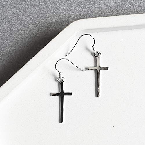 Minimalist Faith Cross Dangle Drop Hook Earrings Sterling Silver 925 For Women Girls Fashion Hope Love Godliness Dangling Hoop Earring Jewelry Gifts Hypoallergenic #TOP3