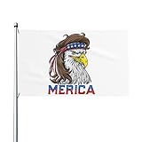 Bald Eagle Mullet Merica 4th of July American Mullet Flags 3x5 FT Funny Banner Home Yard House Garden Flags Holiday Party Indoor Outdoor Decorations UV Fade Resistant Vivid Color Durable