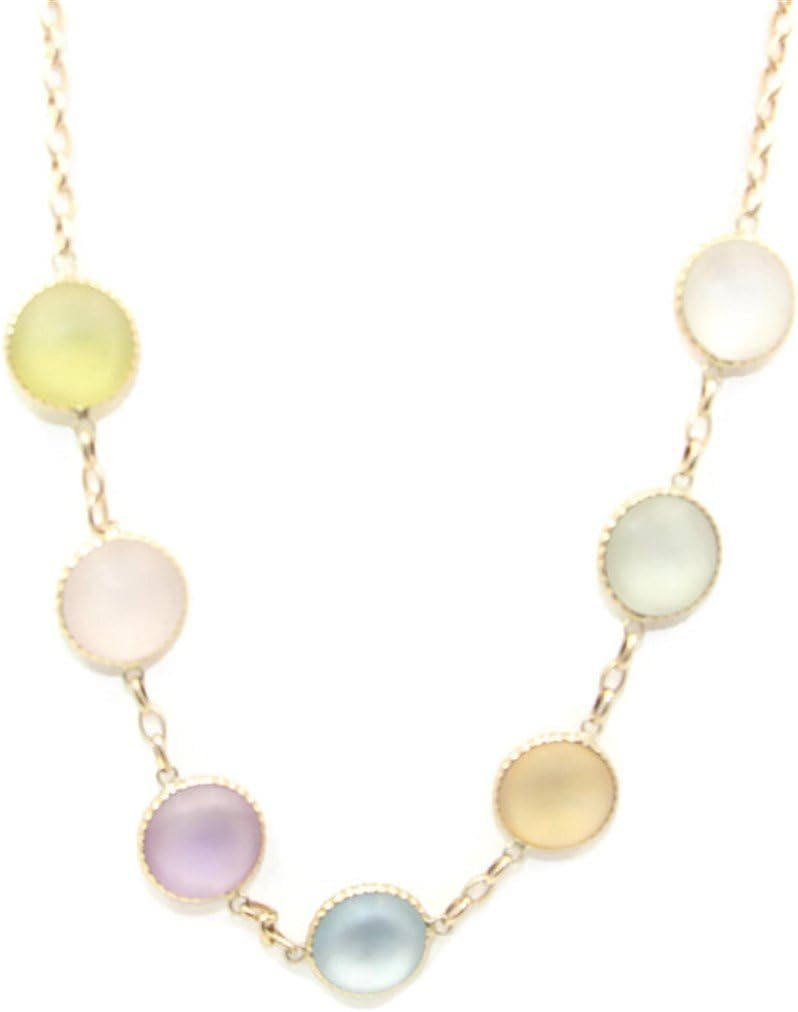 Sophia Fine Jewelry Multi-Color Frosted Gemstones Fancy18 Inches Necklace 14k Yellow Gold Chain