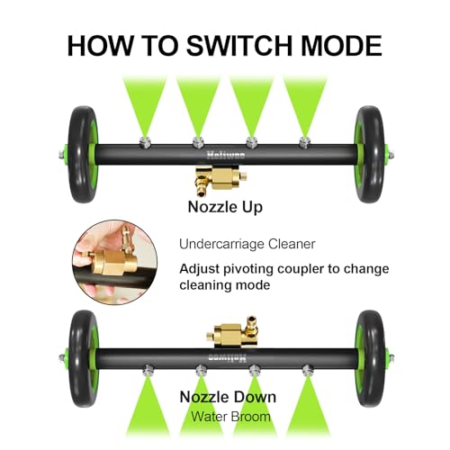 Heliwoo Undercarriage Pressure Washer Attachment 16 Inch Power Washer Water Broom with 4 Nozzles Dual-Function Pressure Washer Undercarriage Cleaner With 3 Pieces Extension Wand 4000 PSI by Heliwoo - Image 5