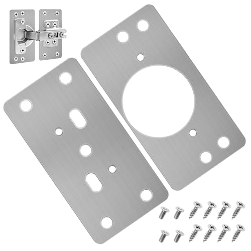 2 Piezas Placa de Reparación de Bisagras, Soportes con Orificio y Tornillos con 12 tornillos, Placas de Soportes de Reparación de Bisagras, Artefacto de Reparación de Bisagras, para Armario, Gabinete