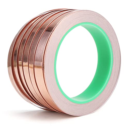 DRAMBOR Kupferfolie Klebeband Selbstklebendes Band Einseitiges Leitfähiges Band Schweißen EMI-Abschirmung Gegen Schnecken für Gemüsegarten Blumentopf Haushaltsgerät Handy 20 mm X 20 M Cover