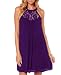 Aolakeke Women's Sleeveless halter Lace Patchwork Loose Casual Mini Chiffon Dress