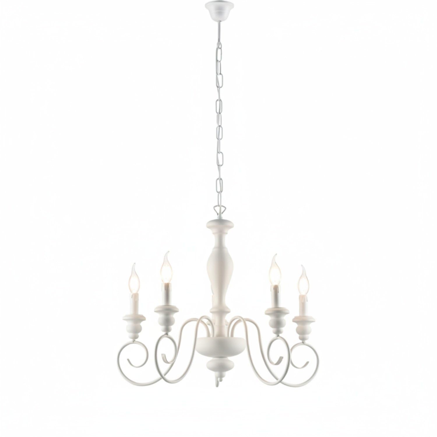 Bonetti Illumina Lampadario Shabby Chic Cascina Bianco 5 Luci E14