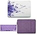 KECC Laptop Case for New MacBook Air 13" Retina (2019/2018, Touch ID) w/Keyboard Cover + Sleeve + Screen Protector (4 in 1 Bundle) Plastic Hard Shell Case A1932 (Purple Flower)