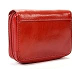 4,25 x 1,25 x 3,25 cm Tony Perotti Unisex Italienisches Bullenleder, Reißverschluss, Akkordeon, für Visitenkarten und Kreditkarten, Unisex, rot, Einheitsgröße, Nicht personalisiert