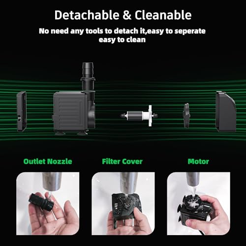 Image of Aquarium Submersible Fountain Pump: 550GPH 30W Ultra Quiet Adjustable Water Pump with 6ft Power Cord for Small Pond | Fish Tank | Waterfall | Garden | Hydroponic (2 Pcs) Black