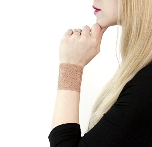 Forgotten Cotton Short Lace Wrist Cuff Bracelet Stretch for Women (Tan)